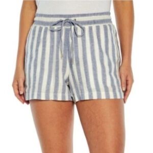 GAP Linen Blue and White Striped Drawstring Shorts with Pockets
